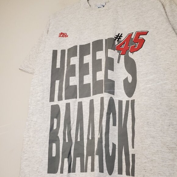 Vintage 90s Michael Jordan Hes Back #45 Salem NBA graphic shirt gray size L - Picture 3 of 4